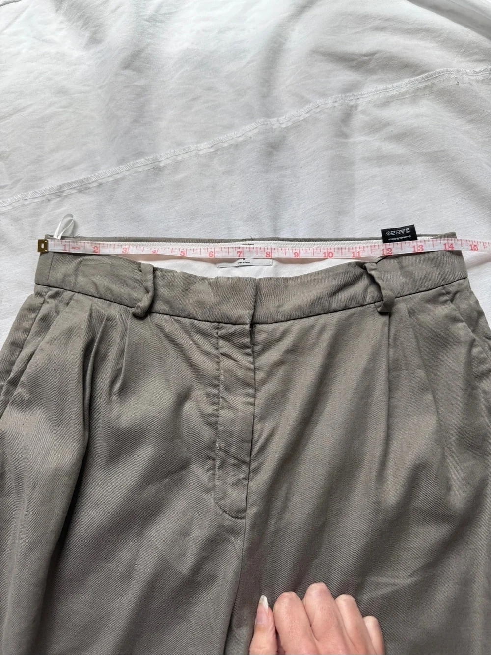Babaton aritzia Olive-Green Pleated Wide Leg linen blend trousers 6 Read